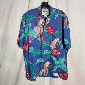 Union bay // colorful cotton Tropical Parrot Print Hawaiian Shirt size small